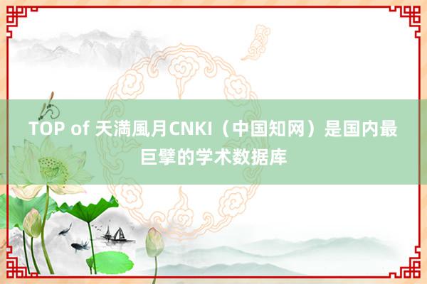 TOP of 天満風月CNKI（中国知网）是国内最巨擘的学术数据库